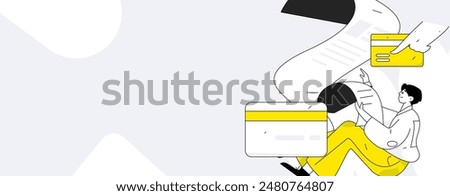 Credit card bill character flat vector concept operation hand drawn illustration
