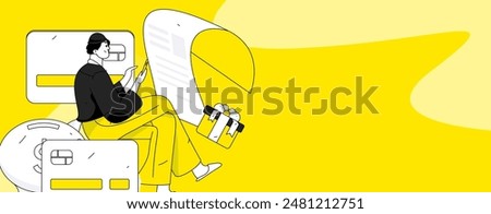 Online shopping payment security character flat vector concept operation hand drawn illustration
