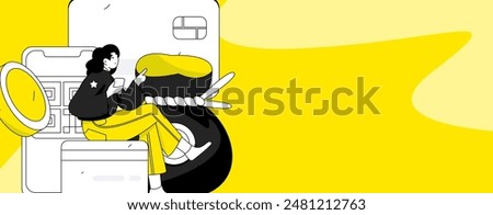 Online shopping payment security character flat vector concept operation hand drawn illustration
