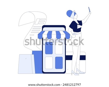 Online shopping payment security character flat vector concept operation hand drawn illustration
