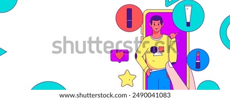 Holiday shopping people doing e-commerce online shopping flat vector concept operation hand drawn illustration
