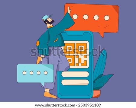 Virtual characters social communication concept business flat vector hand drawn illustration
