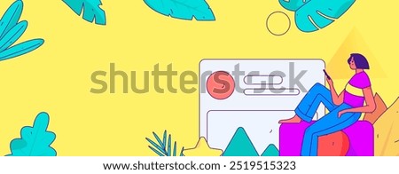 Virtual characters social communication concept business flat vector hand drawn illustration
