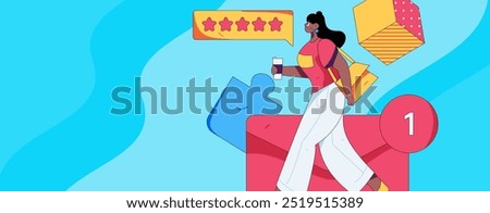 Virtual characters social communication concept business flat vector hand drawn illustration
