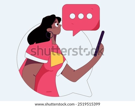 Virtual characters social communication concept business flat vector hand drawn illustration
