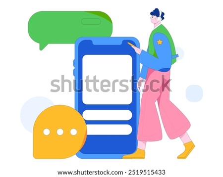 Virtual characters social communication concept business flat vector hand drawn illustration
