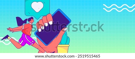 Virtual characters social communication concept business flat vector hand drawn illustration
