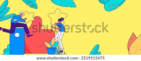 Virtual characters social communication concept business flat vector hand drawn illustration
