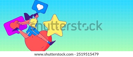 Virtual characters social communication concept business flat vector hand drawn illustration
