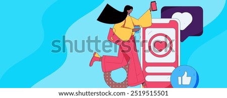 Virtual characters social communication concept business flat vector hand drawn illustration
