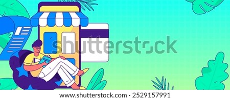 Credit card bill character flat vector concept operation hand drawn illustration
