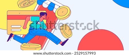 Credit card bill character flat vector concept operation hand drawn illustration
