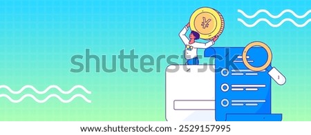 Credit card bill character flat vector concept operation hand drawn illustration
