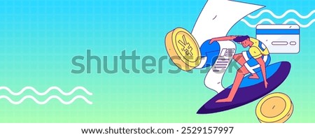 Credit card bill character flat vector concept operation hand drawn illustration
