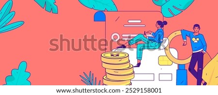 Credit card bill character flat vector concept operation hand drawn illustration
