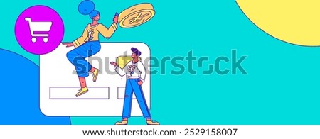 Credit card bill character flat vector concept operation hand drawn illustration
