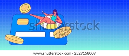 Credit card bill character flat vector concept operation hand drawn illustration
