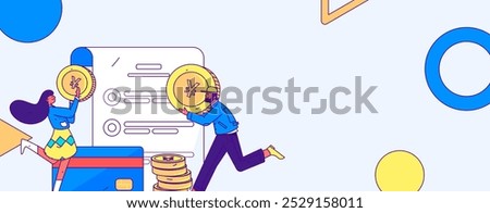 Credit card bill character flat vector concept operation hand drawn illustration
