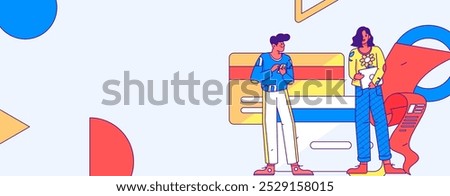 Credit card bill character flat vector concept operation hand drawn illustration
