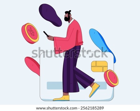 Online shopping payment security character flat vector concept operation hand drawn illustration
