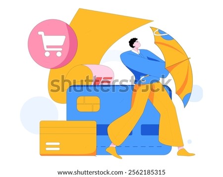 Online shopping payment security character flat vector concept operation hand drawn illustration
