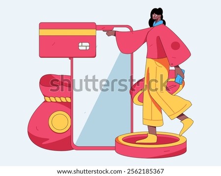 Online shopping payment security character flat vector concept operation hand drawn illustration
