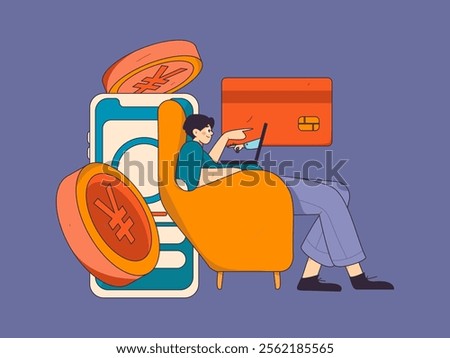 Online shopping payment security character flat vector concept operation hand drawn illustration
