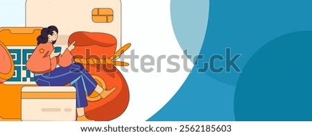 Online shopping payment security character flat vector concept operation hand drawn illustration
