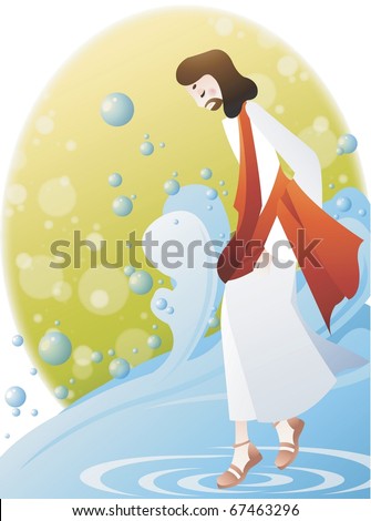 Jesus Walking On Water Stock Vector Illustration 67463296 : Shutterstock