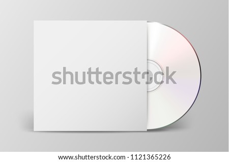 Vector realistic 3d white cd with cover icon isolated. Design template of packaging mockup for graphics. Front view