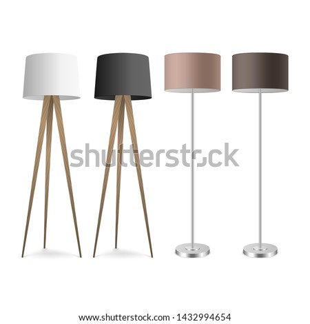 Vector 3d Realistic Render Lamp Set Closeup Isolated on White Background. Floor Lamps. Template of Electric Torchere for Interior Design, Energy Furniture. Home Equipment in Simple Modern Style