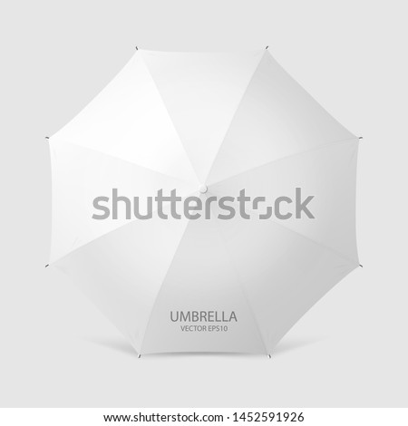 Vector 3d Realistic Render White Blank Umbrella Icon Closeup Isolated on White Background. Design Template of Opened Parasol for Mock-up, Branding, Advertise etc. Top View