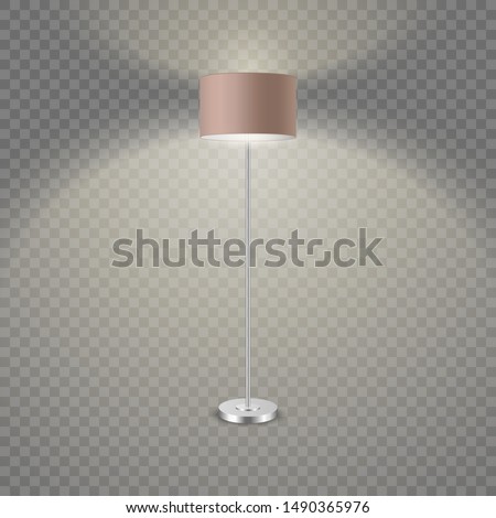 Vector 3d Realistic Render Illuminated Lamp Closeup Isolated on Transparent Background. Floor Lamp. Template of Electric Torchere for Interior Design, Energy Furniture. Home Equipment in Modern Style