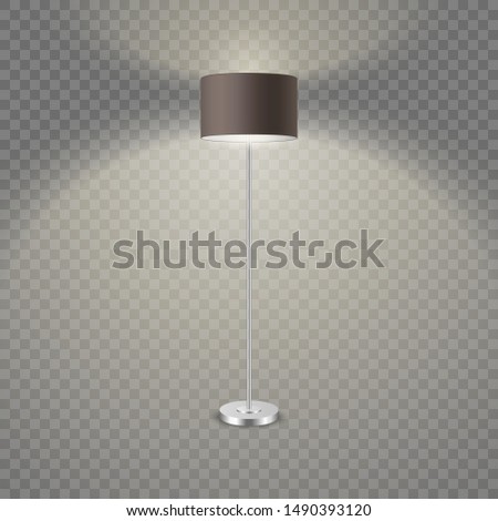 Vector 3d Realistic Render Illuminated Lamp Closeup Isolated on Transparent Background. Floor Lamp. Template of Electric Torchere for Interior Design, Energy Furniture. Home Equipment in Modern Style