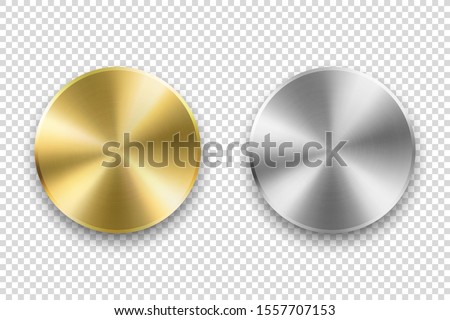 Vector Realistic Metallic Knob. Design Template of Metal Chrome, Steel or Silver Textured Circle Button Closeup Isolated on Transparent Background. Circular processing, Power Volume Playback Control