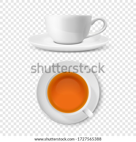 Similar – Image, Stock Photo White tea cup and saucer with a pattern for drink on white background. Ceramic coffee cup or mug close up. Mockup classic porcelain utensils. copy space