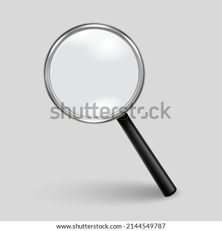 Vector 3d Realistic Magnifying Glass or Loup Icon Closeup Isolated. Design Template of Magnifying Glass Icon for Graphics. Front View