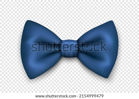Vector 3d Realistic Blue Textured Bow Tie Icon Closeup Isolated. Silk Glossy Bowtie, Tie Gentleman. Mockup, Design Template. Bow tie for Man. Mens Fashion, Fathers Day Holiday