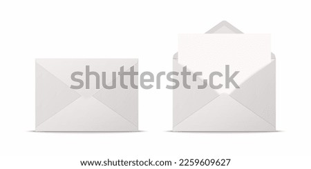 Vector Realistic White Closed, Opened Envelopes with Letter Inside. Folded and Unfolded White Envelope Icon, Mockup Set Closeup Isolated. Message, Alert, Congratulations, Surprise, Secret Concept