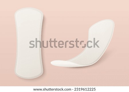Vector 3d Realistic Whit Menstrual Hygiene Products - Sanitary Daily Thin Pad Icon Set Closeup on Pink Background. Feminine Hygiene Icons - Sanitary Pads, Design Template. Front, Top, Side View
