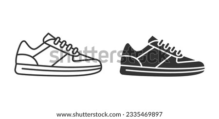 Flta Vector Silhouette Shoes or Sneakers Icon Set Isolated. Footwear Icons