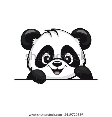 Vector Charming Cartoon Panda. Adorable Smiling Panda Bear Waving Its Paw. Cute and Funny Wildlife Character Design for Greetings and Expressive Gestures. Flat Vector Illustration