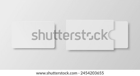 Vector 3D Realistic Blank Credit Card, Gift Card, Certificate Template with Cover. Bank, Greeting or Sale Card, Isolated. Front or Top View