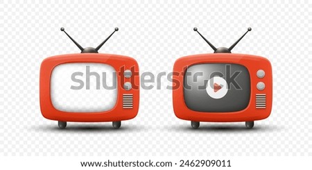Vector 3d Vintage TV Set Icon Set. Retro TV Icons, Design Template, Clipart. Retro TV Symbol for Web, Logo, App, UI