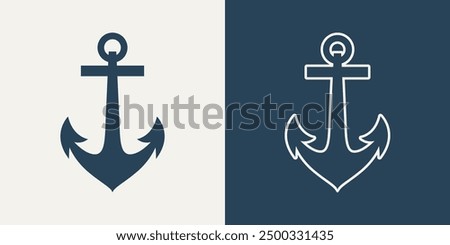 Vector Anchors. Anchor Silhouette Icon Set. Anchor with Outline. Anchor Design Template. Vector Illustration