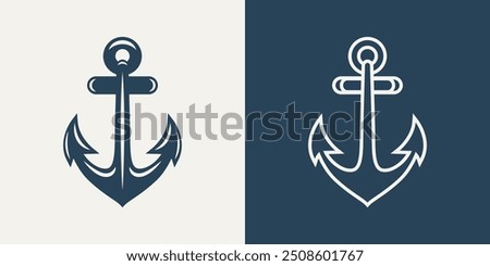 Flat Vector Anchors. Anchor Silhouette Icons. Marine Anchor Design Template. Vector Illustration