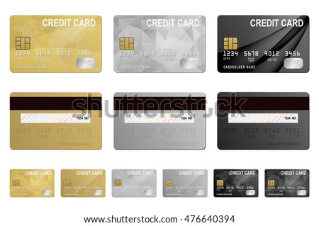 Vector credit cards set, isolated.