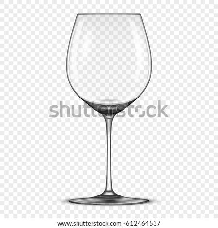 Vector realistic empty wine glass icon isolated on transparent background. Design template in EPS10.