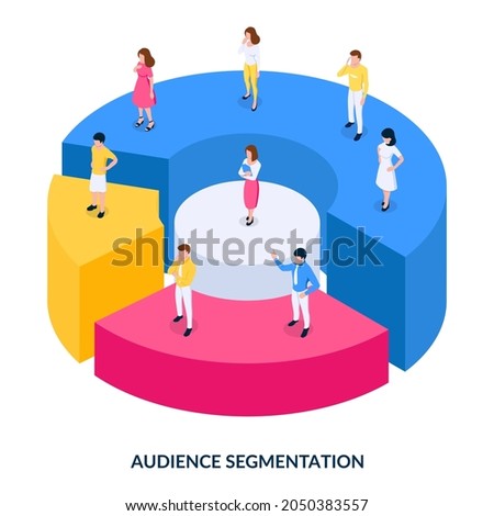 Audience segmentation concept. Dividing your target audience. Isometric illustration on white background.