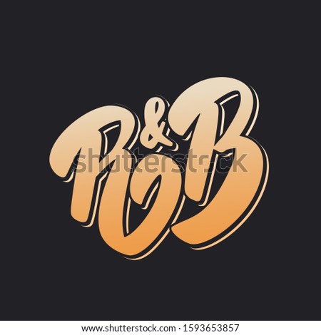 R&B. Music style. Vector lettering. 